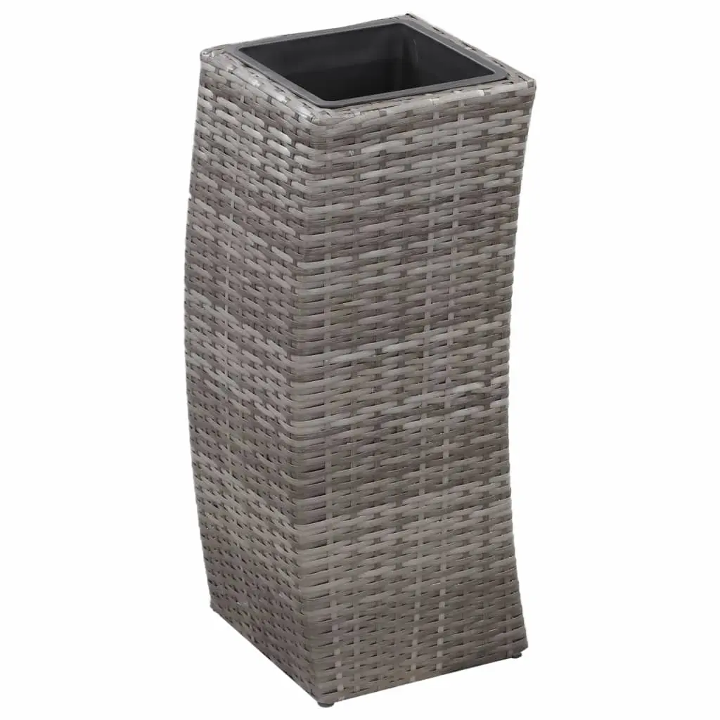 vidaXL Garden Raised Beds 3 pcs Poly Rattan Grey