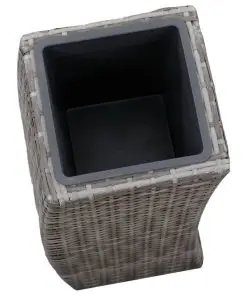 vidaXL Garden Raised Beds 3 pcs Poly Rattan Grey