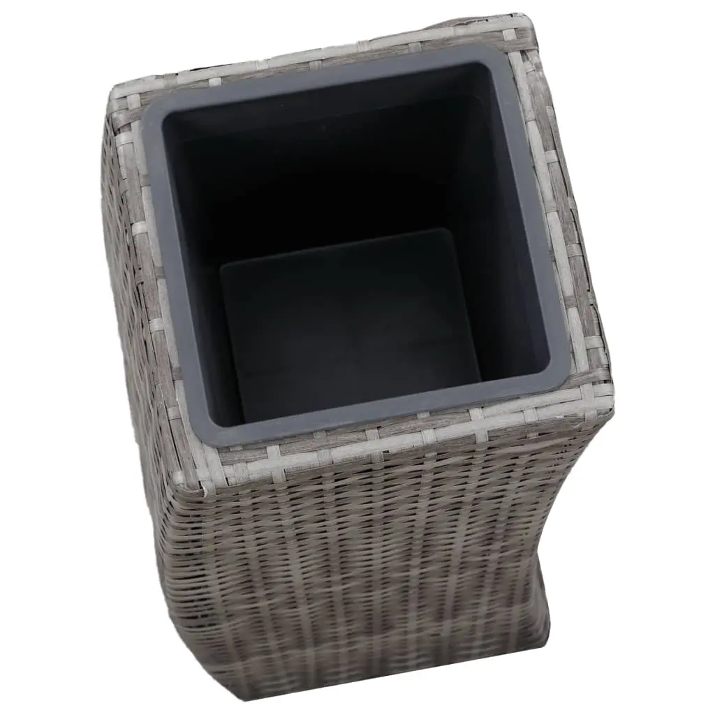 vidaXL Garden Raised Beds 3 pcs Poly Rattan Grey