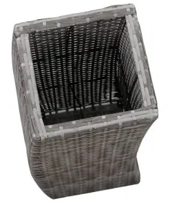 vidaXL Garden Raised Beds 3 pcs Poly Rattan Grey