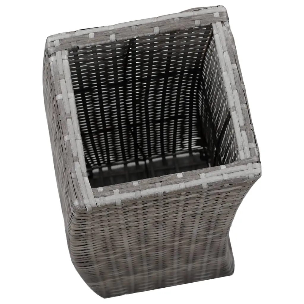 vidaXL Garden Raised Beds 3 pcs Poly Rattan Grey