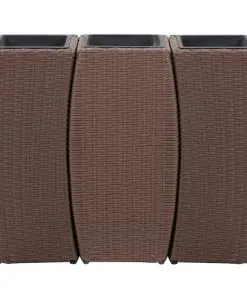 vidaXL Garden Raised Beds 3 pcs Poly Rattan Brown