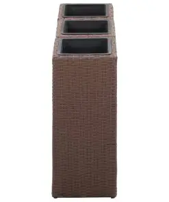 vidaXL Garden Raised Beds 3 pcs Poly Rattan Brown