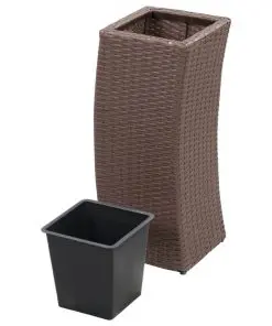 vidaXL Garden Raised Beds 3 pcs Poly Rattan Brown