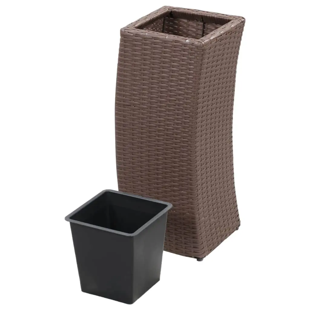 vidaXL Garden Raised Beds 3 pcs Poly Rattan Brown
