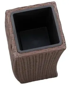 vidaXL Garden Raised Beds 3 pcs Poly Rattan Brown