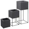 vidaXL Garden Raised Beds 3 pcs Poly Rattan Black vidaXL Garden Raised Beds 3 pcs Poly Rattan Black