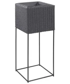 vidaXL Garden Raised Beds 3 pcs Poly Rattan Black