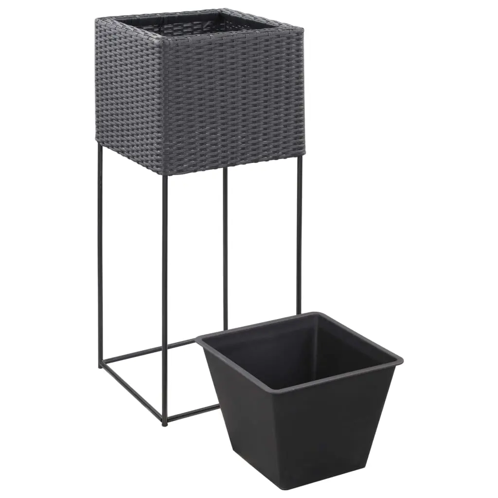 vidaXL Garden Raised Beds 3 pcs Poly Rattan Black