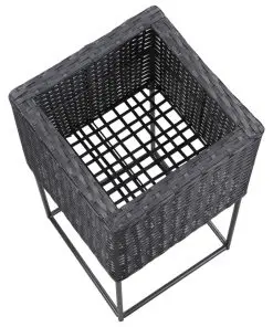 vidaXL Garden Raised Beds 3 pcs Poly Rattan Black
