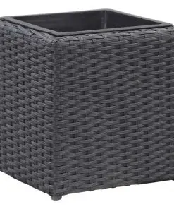 vidaXL Garden Raised Beds 3 pcs Poly Rattan Black