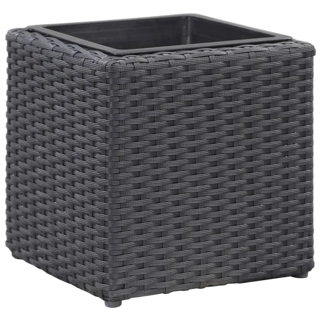 vidaXL Garden Raised Beds 3 pcs Poly Rattan Black