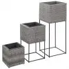 vidaXL Garden Raised Beds 3 pcs Poly Rattan Grey
