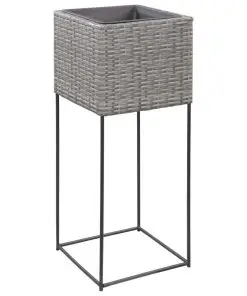 vidaXL Garden Raised Beds 3 pcs Poly Rattan Grey