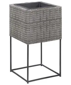 vidaXL Garden Raised Beds 3 pcs Poly Rattan Grey