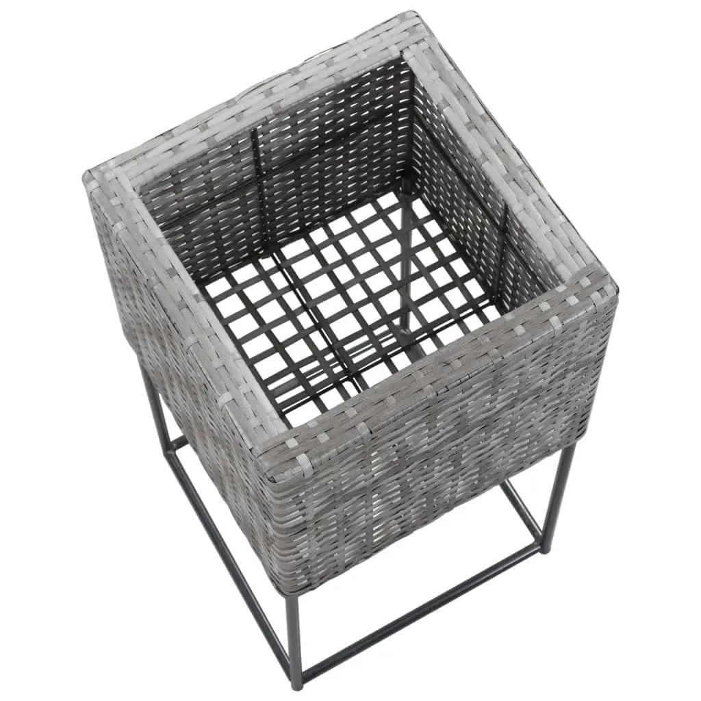vidaXL Garden Raised Beds 3 pcs Poly Rattan Grey