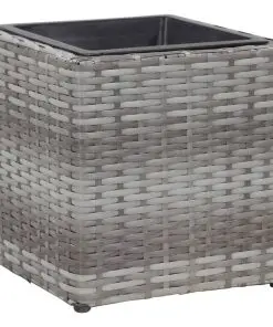 vidaXL Garden Raised Beds 3 pcs Poly Rattan Grey