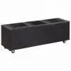 vidaXL Garden Raised Bed with 3 Pots 100x30x36 cm Poly Rattan Black vidaXL Garden Raised Bed with 3 Pots 100x30x36 cm Poly Rattan Black