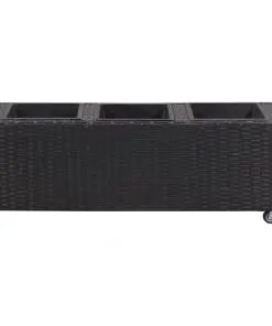 vidaXL Garden Raised Bed with 3 Pots 100x30x36 cm Poly Rattan Black