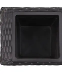 vidaXL Garden Raised Bed with 3 Pots 100x30x36 cm Poly Rattan Black