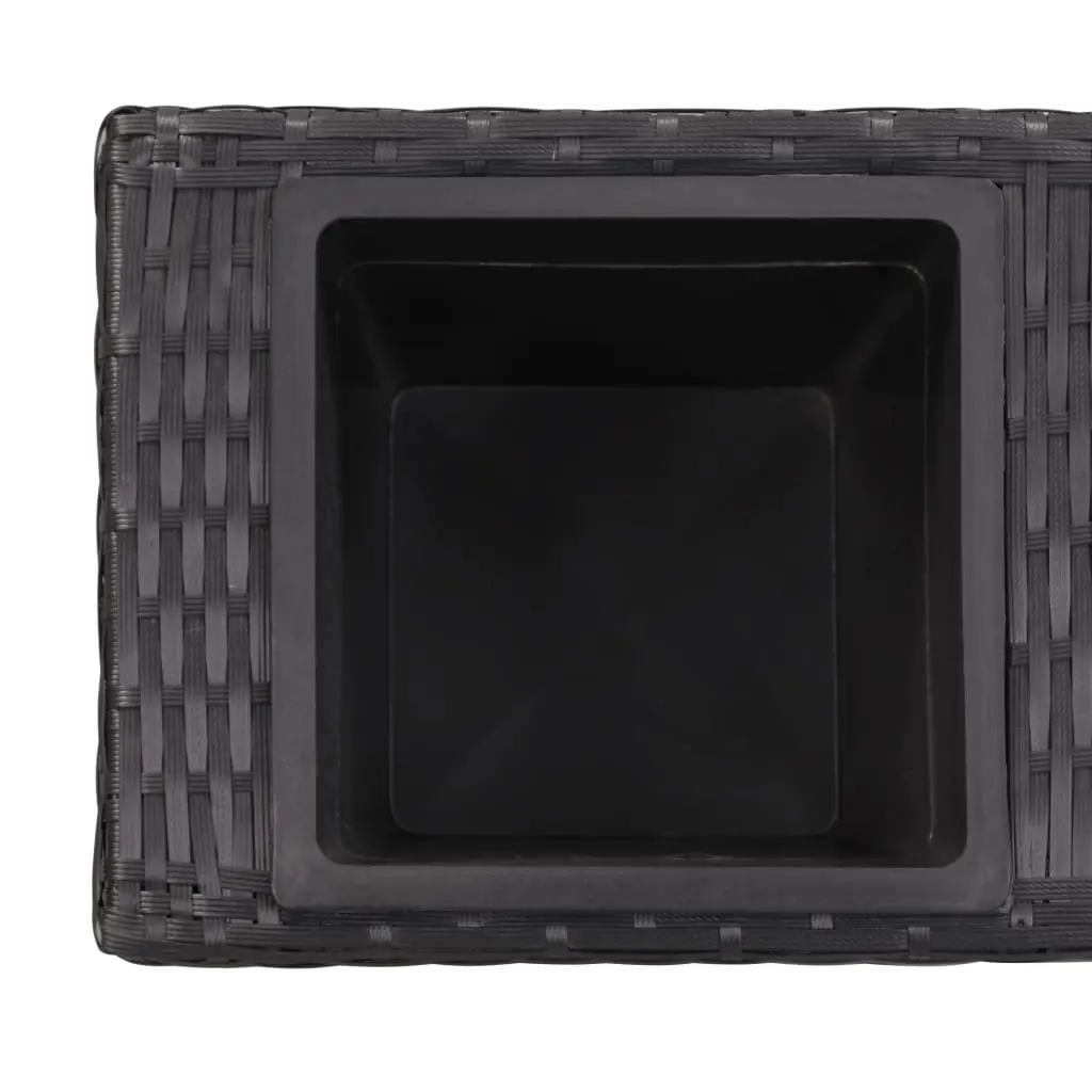 vidaXL Garden Raised Bed with 3 Pots 100x30x36 cm Poly Rattan Black