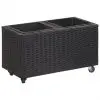 vidaXL Garden Raised Bed with 2 Pots 60x30x36 cm Poly Rattan Black