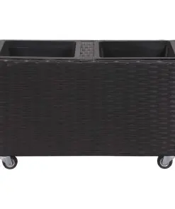vidaXL Garden Raised Bed with 2 Pots 60x30x36 cm Poly Rattan Black
