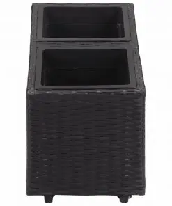 vidaXL Garden Raised Bed with 2 Pots 60x30x36 cm Poly Rattan Black
