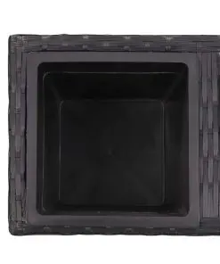 vidaXL Garden Raised Bed with 2 Pots 60x30x36 cm Poly Rattan Black