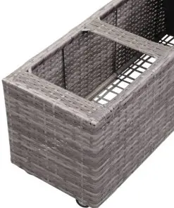 vidaXL Garden Raised Bed with 3 Pots 100x30x36 cm Poly Rattan Grey