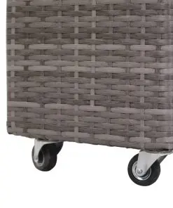 vidaXL Garden Raised Bed with 3 Pots 100x30x36 cm Poly Rattan Grey