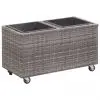 vidaXL Garden Raised Bed with 2 Pots 60x30x36 cm Poly Rattan Grey vidaXL Garden Raised Bed with 2 Pots 60x30x36 cm Poly Rattan Grey