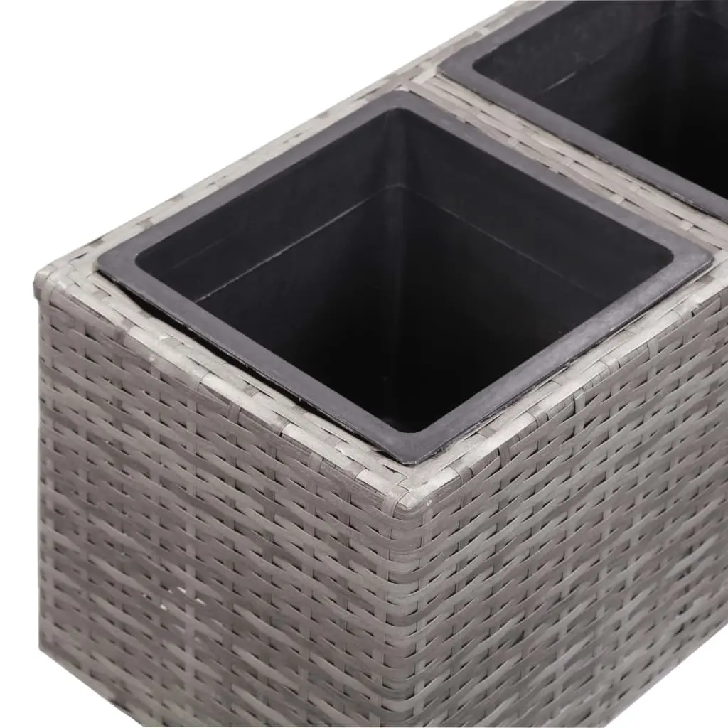 vidaXL Garden Raised Bed with 2 Pots 60x30x36 cm Poly Rattan Grey