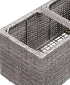 vidaXL Garden Raised Bed with 2 Pots 60x30x36 cm Poly Rattan Grey