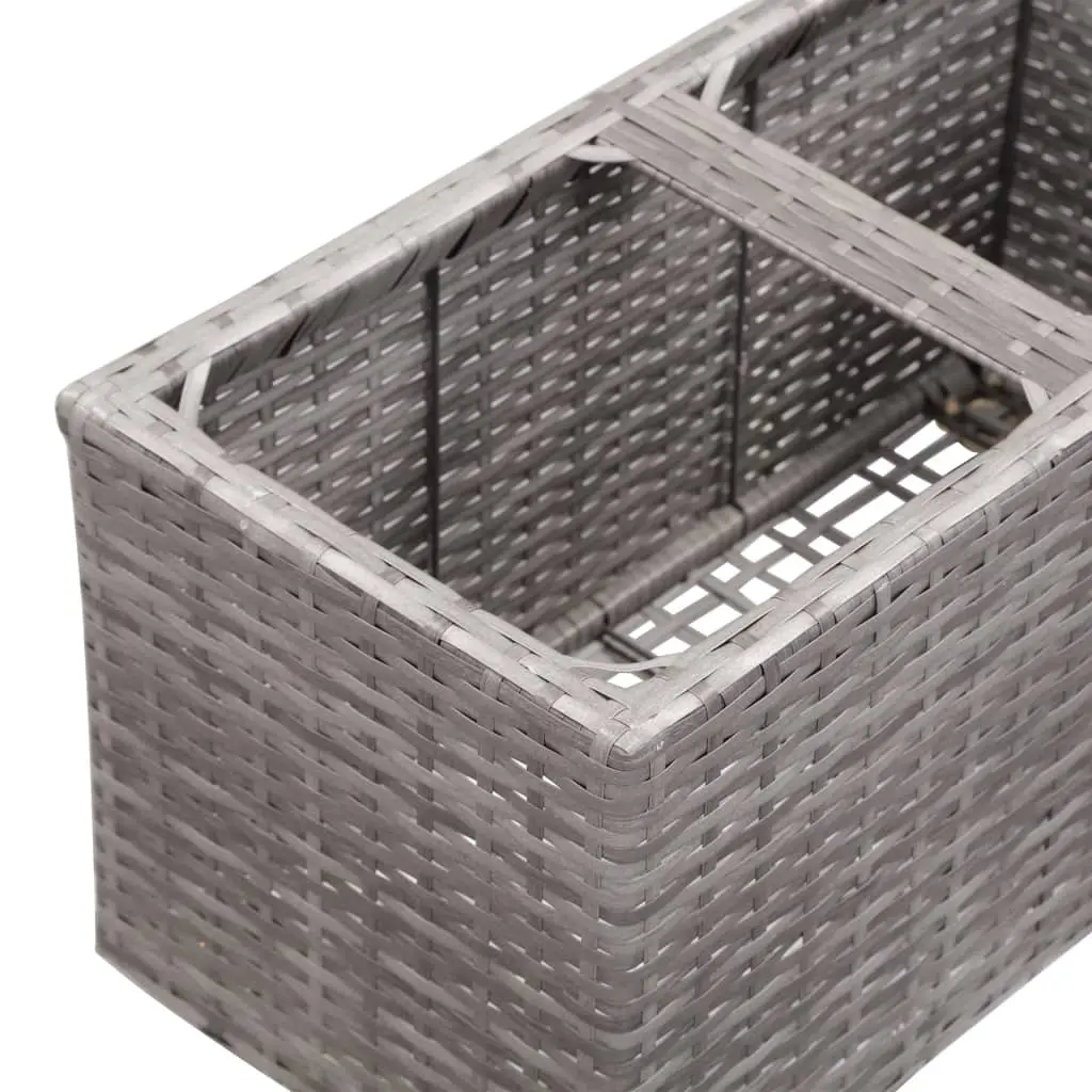 vidaXL Garden Raised Bed with 2 Pots 60x30x36 cm Poly Rattan Grey