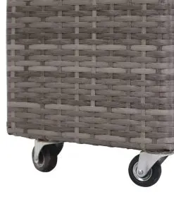 vidaXL Garden Raised Bed with 2 Pots 60x30x36 cm Poly Rattan Grey