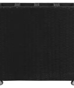 vidaXL Garden Raised Bed with 4 Pots 80x22x79 cm Poly Rattan Black