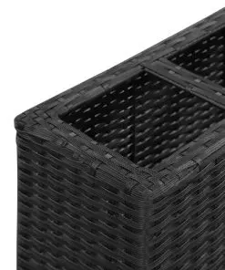 vidaXL Garden Raised Bed with 4 Pots 80x22x79 cm Poly Rattan Black