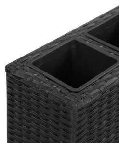 vidaXL Garden Raised Bed with 4 Pots 80x22x79 cm Poly Rattan Black