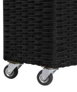 vidaXL Garden Raised Bed with 4 Pots 80x22x79 cm Poly Rattan Black