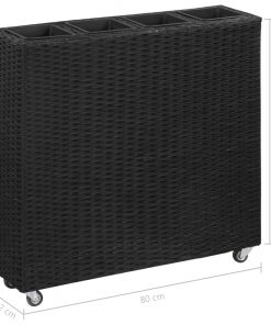 vidaXL Garden Raised Bed with 4 Pots 80x22x79 cm Poly Rattan Black