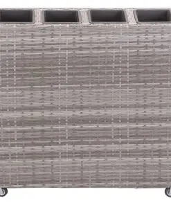 vidaXL Garden Raised Bed with 4 Pots 80x22x79 cm Poly Rattan Grey