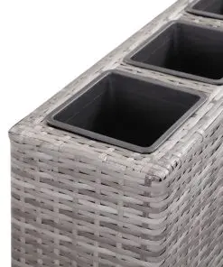 vidaXL Garden Raised Bed with 4 Pots 80x22x79 cm Poly Rattan Grey