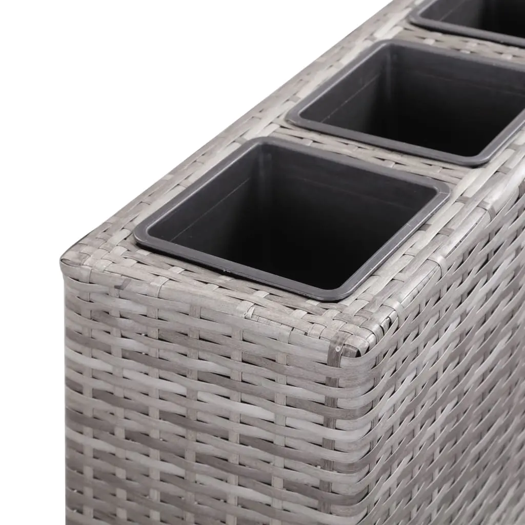 vidaXL Garden Raised Bed with 4 Pots 80x22x79 cm Poly Rattan Grey