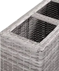 vidaXL Garden Raised Bed with 4 Pots 80x22x79 cm Poly Rattan Grey