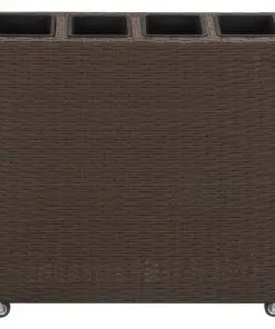 vidaXL Garden Raised Bed with 4 Pots 80x22x79 cm Poly Rattan Brown