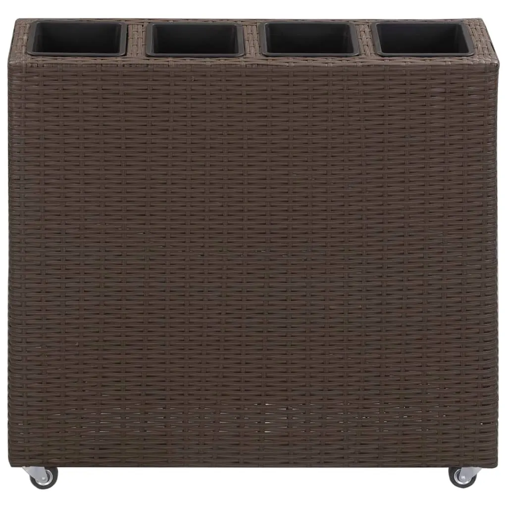 vidaXL Garden Raised Bed with 4 Pots 80x22x79 cm Poly Rattan Brown
