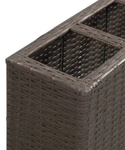 vidaXL Garden Raised Bed with 4 Pots 80x22x79 cm Poly Rattan Brown