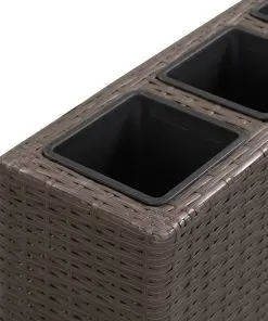 vidaXL Garden Raised Bed with 4 Pots 80x22x79 cm Poly Rattan Brown