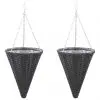 vidaXL Hanging Flower Baskets 2 pcs Poly Rattan Black vidaXL Hanging Flower Baskets 2 pcs Poly Rattan Black